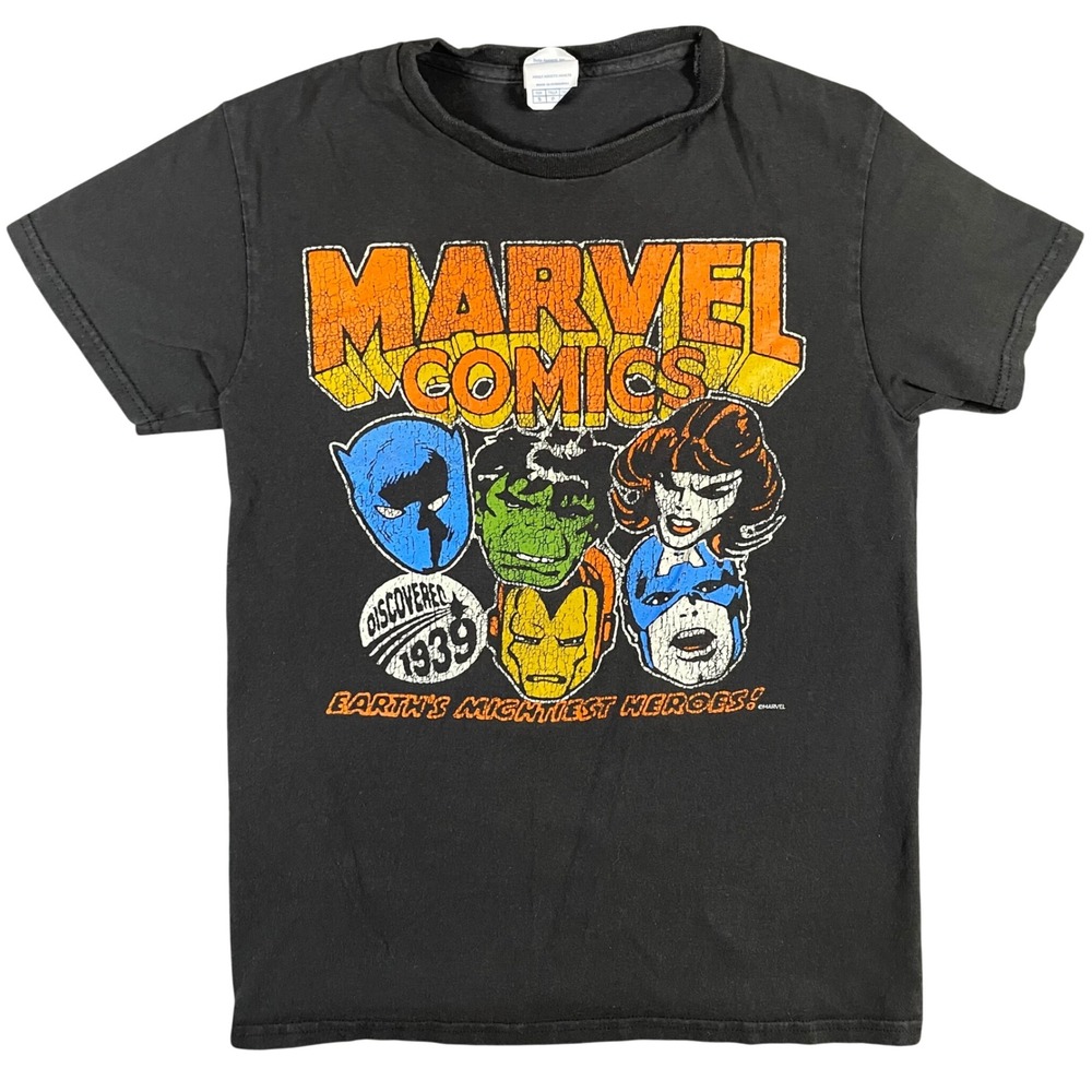 VTG Marvel Comics Graphic T-Shirt Earths Mightiest Heroes Discovered 1939 Small